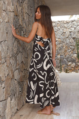 Maxikleid "Send A Postcard" Schwarz