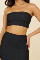 Poolside Adventure Crop-Top Schwarz