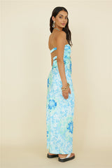 Sommermärchen Maxikleid Blau Geblümt