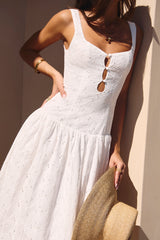 Maxikleid „Romance Stitched“ Weiß