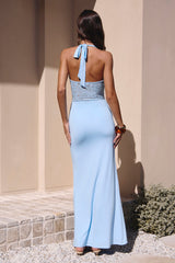 Seaside Glow Neckholder Maxikleid Blau