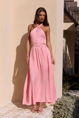Hier mit dir Halter-Maxikleid Rosa