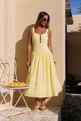 Romance Stitched Maxikleid Zitrone