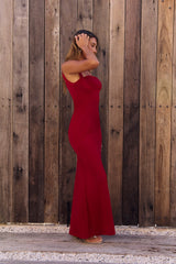 Maxikleid „Frühling in den Wolken“ Burgund