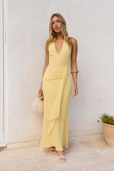 Run To You Neckholder Maxikleid Gelb