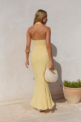 Run To You Neckholder Maxikleid Gelb