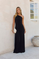 Spun In The Sun One-Shoulder-Maxikleid Schwarz