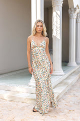 Florales Satin-Maxikleid Multi