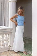 Smart Casual Maßgeschneidertes Carmen-Top Blau