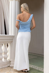 Smart Casual Maßgeschneidertes Carmen-Top Blau