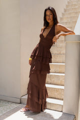 Path Of Fate Neckholder-Maxikleid Braun