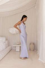 Wildflower Way Satin Maxi Dress Blue