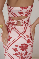 Minimale Longline Strapless Top Red