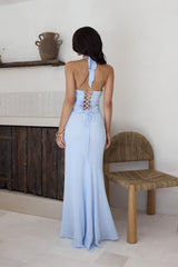 Cross The Seas Neckholder Maxikleid Blau