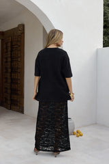 Lover Of The Moon Lace Maxi Skirt Black