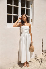 Deep Breaths Trägerloses Maxikleid Weiß