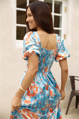 Through Oceans Satin Maxikleid Blau