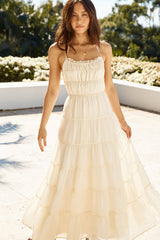 Renaissance Art Maxi Dress Cream