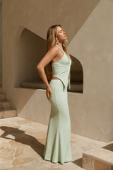 Palm Tree Paradise Maxi Skirt Green