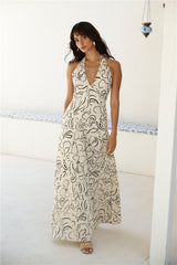 Trägerloses Maxikleid mit Farbverlauf Beige