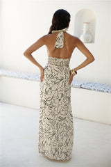 Trägerloses Maxikleid mit Farbverlauf Beige