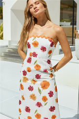 Garden Girl Strapless Maxi Dress Orange