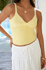 Balmy Nights Ribbed Top Lemon