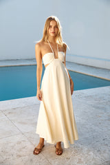 Dance With Me Neckholder Maxikleid Creme