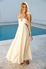 Dance With Me Neckholder Maxikleid Creme