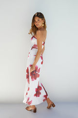 Amara Bloom Strapless Midi Dress Red