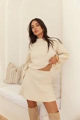 Season Of Dreams Knit Mini Skirt Cream