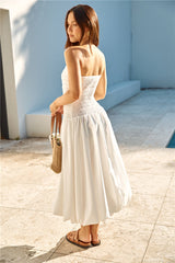 Lily Bubble-Saum Maxikleid Weiß