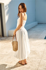 Lily Bubble-Saum Maxikleid Weiß