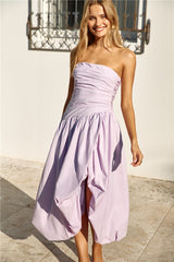 See You Tonight Bubble Hem Midi Dress Lilac
