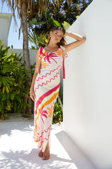 Palmen-Paradies Maxi-Kleid Pink