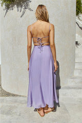 Bestangezogenes Maxikleid Lila