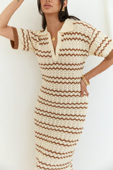 Maxikleid aus Strick "Cobble Stone" Creme