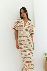 Maxikleid aus Strick "Cobble Stone" Creme