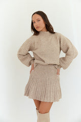 Seasonal Style Knit Mini Skirt Camel