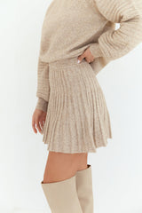 Seasonal Style Knit Mini Skirt Camel