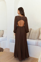Sweeter Dreams Langarm Maxikleid Schokolade