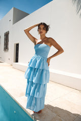 Trägerloses Maxikleid „Glass Slipper“ in Blau