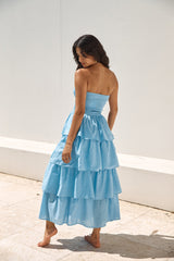 Trägerloses Maxikleid „Glass Slipper“ in Blau