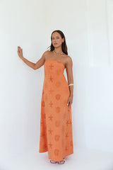 Herzen zu Herzen trägerloses Maxikleid Orange
