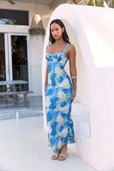 Open Your Eyes Mesh-Maxikleid Blau