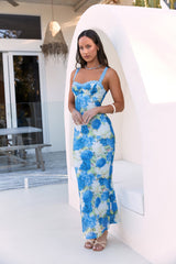 Open Your Eyes Mesh-Maxikleid Blau