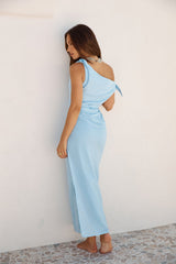 Maxikleid "Arctic Allure" aus Leinen in Blau
