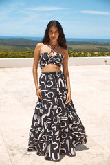 Panoramic Views Maxi Skirt Black
