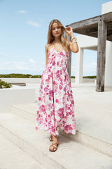 Herzausschnitt Neckholder Maxikleid Pink