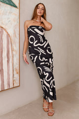 Check Me Out trägerloses Maxikleid Schwarz